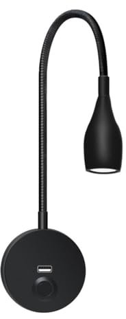 AoLa Lampe de lecture LED avec interrupteur Applique Murale Lampe à col de cygne flexible Éclairage mural rotatif 3W avec port de charge USB Lampe de chevet avec prise et câble Liseuse Spot