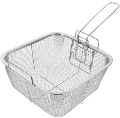 PRETYZOOM Colador De Cocina Acero Inoxidable Skimmer Resistente y Plegable Para Freír Pollo Patatas y Uso Freidoras y Air Fryer Accesorio Versátil Para Hogar y Restaurante