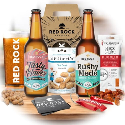 Red Rock Brewery Happy Birthday Beers Gift Set - Pub in a Box with a Pint Glass - Birthday Beers and Snacks Set