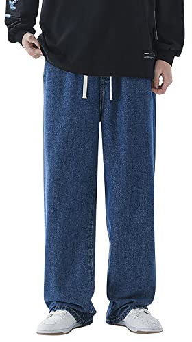 Jeans holgados para hombre, estilo hip hop, talla grande, pantalones casuales de pierna ancha, pantalones de motociclista Y2K, pantalones de mezclilla de pierna recta, hip hop, pantalones de mezclilla