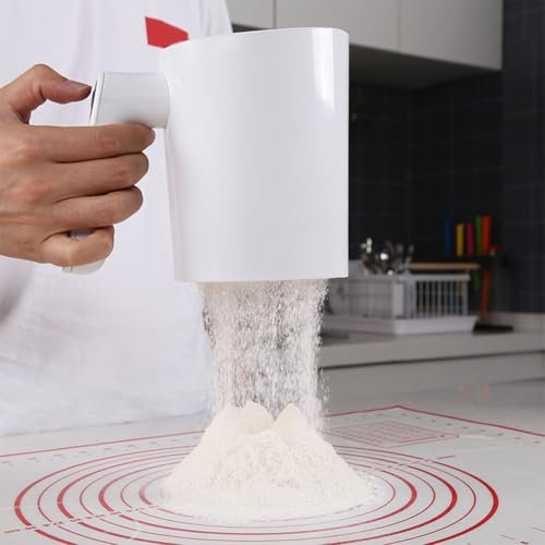 Fiorky Flour Sifter, Electric Flour Sifter Ergonomical Handle for Baking Mesh Sieve Pastry Baking Kitchen Utensil, Handheld Baking Sifter Flour Sieve for Home Kitchen Baking Accessories