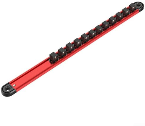Magnetischer Steckschlüssel-Organizer, 360° drehbar, für Stecknuss, Klemmschiene, Aluminium-Rack, Nylon-Clip-Halter (6,35 mm)