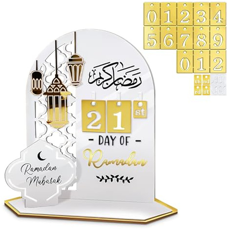 Ramadan Mubarak Adventskalender,Ramadan Kalender, Eid Mubarak Dekoration DIY Ramadan Dekoration,Ramadan Adventskalender,Acryl Eid Mubarak Countdown,Ramadan Geschenke für Haus Büro Tischdekorationen