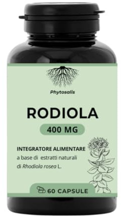 Rhodiola Rosea Naturale Forte Integratori per Stress e Stanchezza Concentrazione Stabilizzatore dell'Umore 60 Capsule Made in Italy