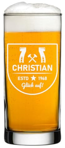 polar-effekt Bierglas Longdrink 485 ml mit Gravur - Geschenk zum Geburtstag & Jubiläum - Glas für Pils, Lager & Export - Trinkglas mit Namen graviert