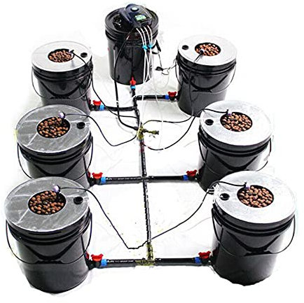 DWC - Sistema hidropónico de cultivo hidropónico, 20 l x 7 cubos, sistema de cultivo hidropónico para interiores
