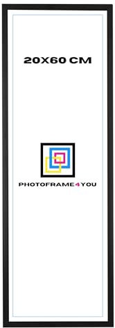 Photoframe4you - Cadre photo 20x60 cm - Noir Mat - Cadre photo en plastique avec verre acrylique - Cadre 60x20 cm - Nancy