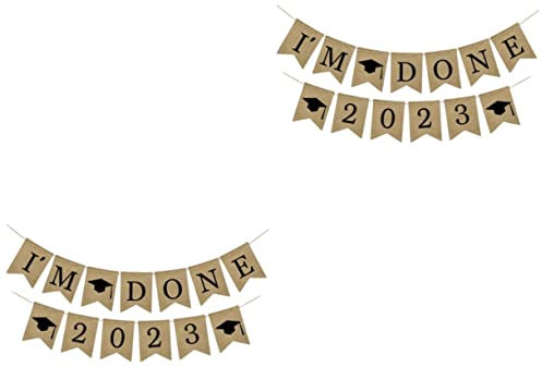 MAGICLULU 2 Sets 2023 2023 Abschlussflagge Ziehen Flaggen Abschlussdekorationen Banner Neonlichtschild College Partyschild Requisiten 2023 Abschlusspartyzubehör Abschlussparty Banner Leinen