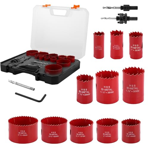 AKOLAFE Hole Saw Sets 21 Piece, Holesaw Set 19 to 68mm M42 High Speed Steel Cutter Bi-Metal Hole Saw Drill Bit Arbor Kit for Plastic, Wood Sheet, Plasterboard, Soft Metal, Iron