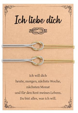 YELUWA 2 Pcs Partner Armbänder Partner Geschenke Damen Armband Jahrestag | Geschenk für Ihn/Sie Couple Geschenke für Frauen Männer Freund Freundin Ehemann Gattin 18. 30. 40. 50.Geburtstag Hochzeitstag