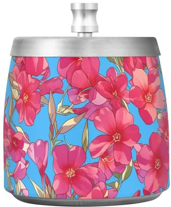 Glowing Red Phlox Flowers Stainless Steel Travel Ashtray with Lid for Outside Patio Indoor Portable Anti-skid Waterproof Ashtray Outdoor for Cool Patio Decor