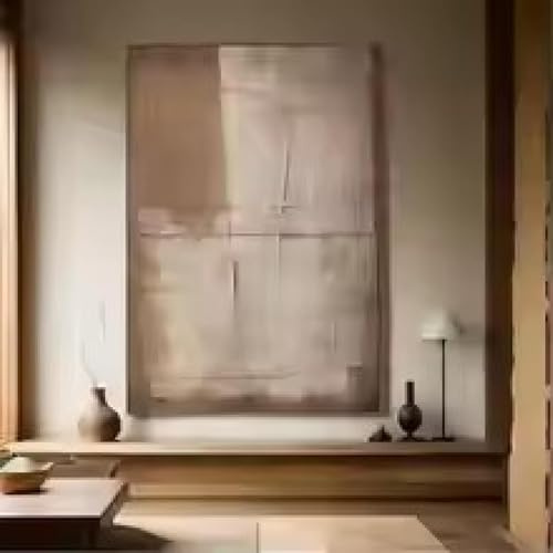 DHHXY Leinwand Bilder， Großes, beige-braunes, abstraktes Leinwandgemälde, modernes, strukturiertes Boho-Wandbild, Bild, Gemälde, Wanddekoration, 80 x 120 cm, ungerahmt