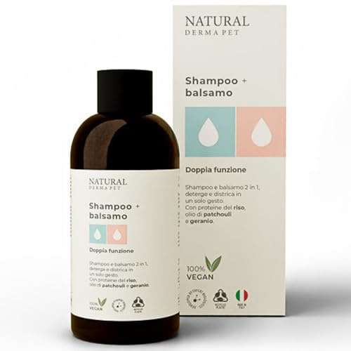 Natural Derma Pet Shampoo e Balsamo Cani 2 in 1 Deterge e Districa - 200 ml
