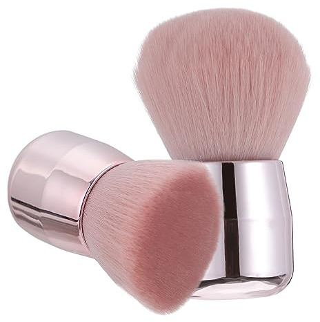 ASAKKURA 2Pcs Mushroom Shape Loose Powder Face Makeup Brush Retractable Round Powder Brush for Blending Mineral Travel