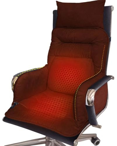Cojín Calefactable Asiento Invierno, con Soporte Lumbar Funda Calefactable Asiento 3 Niveles Temperatura Ajustables Cojines Silla Una Pieza Antideslizantes Cálidos Invierno con Lazos