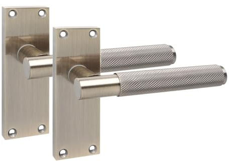 Golden Grace Victorian T-Bar Knurled Door Handle, Antique Brass, 1 Pair | Includes spindle and fixing screws for quick installation, with 120x40mm backplates suitable for heritage interiors.