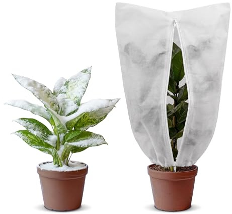 GARDENIX Pflanzen Winterschutz, 125x200cm 50g/㎡ Winterschutz für Kübelpflanzen, Frostschutz Pflanzen schutzbeutel mit Reißverschluss und Kordelzug, Reißfest Vlies Schutzhülle für Topfpflanzen