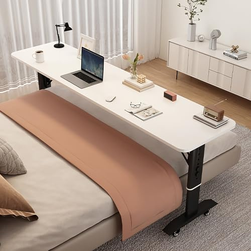 ZYZSY Über-Betttisch auf 4 Rollen, höhenverstellbarer Laptop-Rolltisch, Ergonomischer Steh-Sitz Tisch Computertisch, für Wohnzimmer Schlafzimmer Krank(Black,180x40x68cm/71 * 16 * 26.8in)