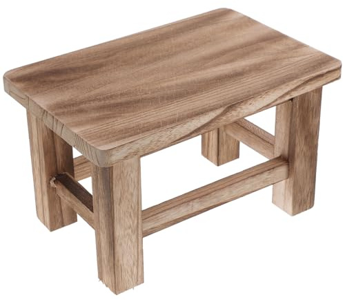 WHAMVOX Tabouret en Bois Massif 1pc Taille Compacte Couleur Bois Clair Brûlé Naturel Polyvalent Solide pour Adultes et Garçon et Filles, Tabouret D'entrée Maison, Marchepied Rustique