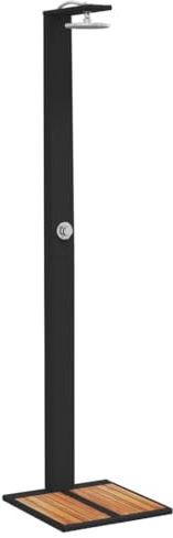 Tomostar Gartendusche, Pooldusche für den Außenbereich, Schwarz, 50 x 55 x 224 cm, Polyrattan, Akazienholz