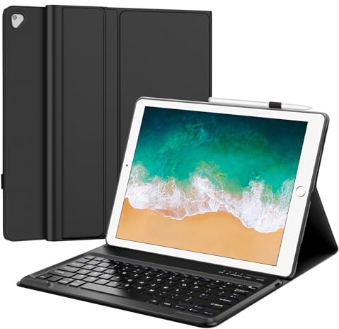 Tiiomioon Keyboard Case for iPad Pro 12.9'' 2017/2015, Black | UK Layout Keyboard for iPad Pro 12.9'' 2nd/ Pro 12.9 1st Gen, Detachable Bluetooth Keypad Pro 12.9'' 2017/ 2015