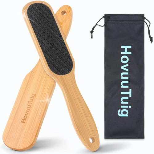 HovuuTuig Bamboo Glass Foot File with Travel Bag, Gentle and Highly Effective Callus Remover for Feet, Hard and Dead Skin Remover Foot for Home Foot Spa Foot Care -1 Pack (Square)