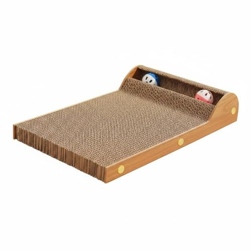 KiBcsLic Rascador Vertical en L Resistente Al Desgaste Rascador de Cartón Ondulado Protege el Sofá Tabla Rascadora en L para, Marrón, Tablero De Madera con Rascador De Garra De Gato