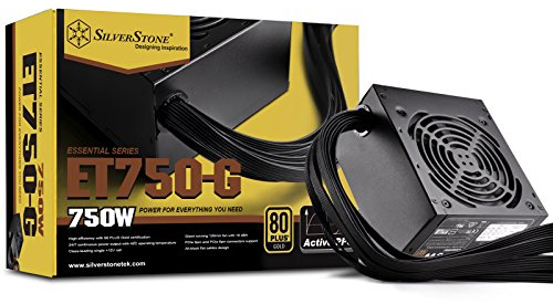 SilverStone SST-ET750-G - Strider Essential Series, 750W 80 Plus Gold ATX PC Power Supply, Low Noise 120mm