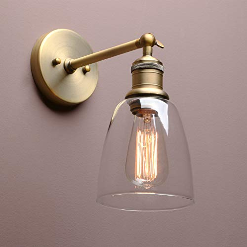 Yosoan Lighting Industrial Loft Bar Sconce Wall Lights Fittings, Retro Wall Lamp with Bell Glass Shade for Kitchen Island Bedroom Corridor Restaurant (Antique)