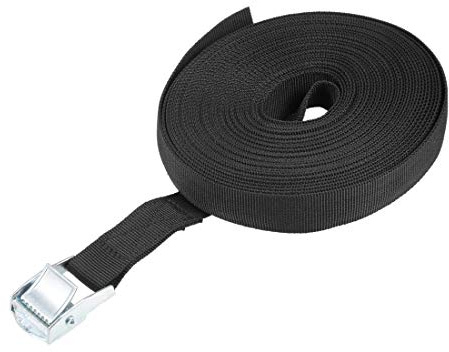 sourcing map Sangle d᾿Arrimage Boucle à Came 10m x 25mm 80kg Chargement Capuchon en Polypropylène pour Transport Marchandises Noir 1Pcs