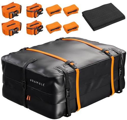 Bramble - XL Faltbare Auto Dachbox mit Gurten & Antirutschmatte, 430L - Dachgepäckträger Tasche, Dachgepäcktasche für Reisen - Wasserdicht & Robust