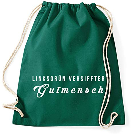 STYLETEX23 Linksgrün versiffter Gutmensch Turnbeutel Sportbeutel Gym Bag, flaschengrün