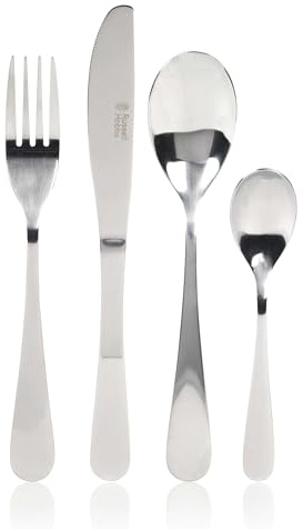 Russell Hobbs COMBO-5316 Cutlery Set, 72 Piece London Set, Stainless Steel Table Utensils for 18 People, Dishwasher Safe, Elegant, Includes Knives/Forks/Dessert Spoons/Teaspoons