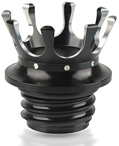 MZ-STORE Motorrad Tankdeckel Kraftstofftank Öldeckel Crown Style für Sportster XL 1200 883 48 Dyna Touring Road King Softail Freilauf FLRT FLAT-Schwarz