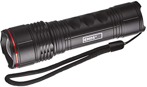 EMOS Torcia a LED in metallo impermeabile con cinturino da polso, IP44, ultra leggera, con 3 modalità di luce, luminosità 330 lm, portata 120 m, durata fino a 27 pezzi.