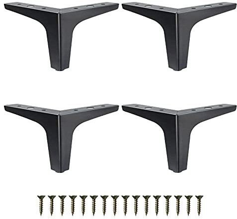 GOSCHE 4 Inch Metal Furniture Legs Black, Legs for Furniture Set of 4, Modern Style Replacement Couch Legs for Dresser Chair Bed Cabinet Table Ottoman Cupboard DIY Replacement Sofa Feet