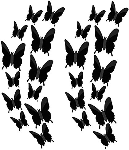 SAVITA 24 Pz Nero Adesivi Murali Decorative Adesive Parete Arredamento Camera Farfalla 3D Decalcomanie Muro Farfalla in 3 Dimensioni Arredamento per Decorazioni per Matrimoni in Camera Letto
