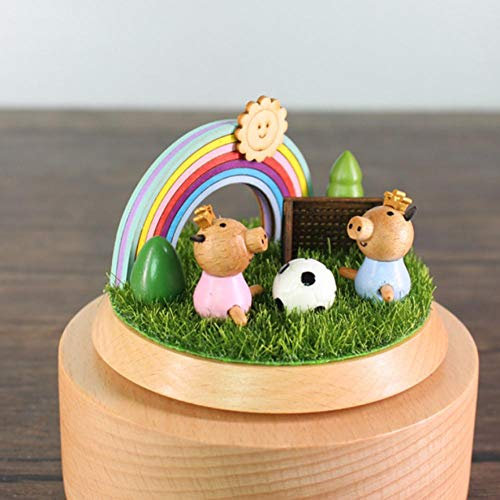 Jaeknxcg Holz Spieluhr Spieldose mit Musik Klassische Holz Handwerk für Geburtstags Weihnachten Home Dekoration Schweinchen