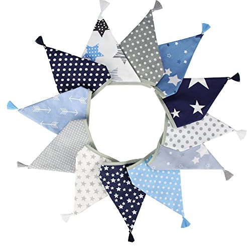 G2PLUS 3.3M Banderines Guirnalda de Banderine Guirnaldas de Tela 12PCS Guirnalda Triangulos Banderolas Fiesta Decorativas para Dormitorio de Fiesta de Cumpleaños o Decoración de Bodas