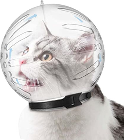Yeeda Anti-Biss-Katzenhaube - Transparenter Maulkorb für Haustiere mit verstellbarem Riemen,Einstellbare Kitten-Astronaut-Blase verhindert, DASS Katzen und kauen