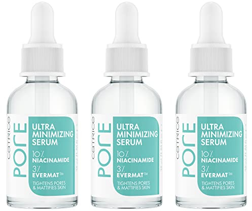Catrice Pore Ultra Minimizing Serum, Gesichtsserum, Transparent, mattierend, pflegend, transluzent, für trockene Haut, vegan, ölfrei, ohne Parfüm, ohne Alkohol, 3er Pack (3x30ml)