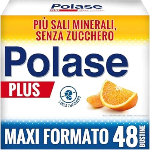 Polase Plus Magnesio e Potassio, Integratore Sali Minerali, 48 Bustine | Gusto Arancia e Mandarino