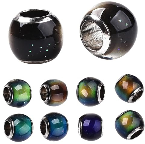 Lot de 50 perles rondes en cristal avec détection de température et changement de couleur avec température pour la fabrication de bijoux