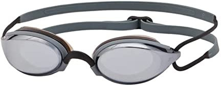 Zoggs Fusion Air Schwimmbrille Erwachsene, Herren und Damen – Komfort-Air-Dichtung, Antibeschlag, UV-Schutz, Weites Sichtfeld, Nasensteg Austauschbar, Titanium-Spiegelglas, Schwarz/Grau