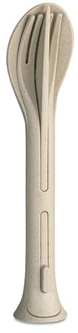 Koziol KLIKK POCKET Besteckset 3-teilig | Löffel, Gabel, Messer | für unterwegs, zusammensteckbar, leicht | biozirkulärer Kunststoff, spülmaschinengeeignet | Lunch, Reise (nature desert sand)