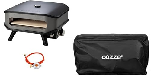 Forno per Pizza a Gas 13' Fino a 450° 34x34 cm con Pietra Refrattaria e Copertura