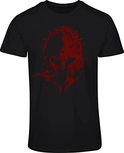 Sparta - Maglietta da uomo, motivo: elmetto di sangue corvo – Fitness T-Shirt Regali vichinghi per uomini – Abbigliamento vichingo, Nero , L