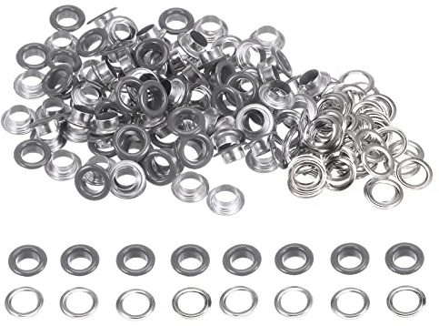 sourcing map 100 Satz 8mm Loch Tüllen Ösen Set Runde Metallösen mit Unterlegscheiben für Scrapbooking Schuhe Kleidung Leder Canvas Tasche DIY Planen (Grau)