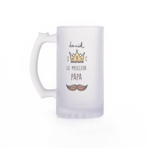 Wanapix | Chope à Bière Personnalisable | Verre Personnalisé Fêtè des Pères | Personnalisable avec du Texte | Cadeau Anniversaire pour Papa | 500 ml | Verre Opaque | Le meilleur papa