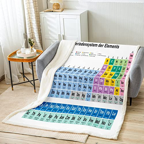 Tavola periodica degli elementi Sherpa Coperta educativa in pile per bambini ragazzi ragazze adolescenti studio coperta in peluche coperta chimica sfocata coperta doppia 150 x 199 cm